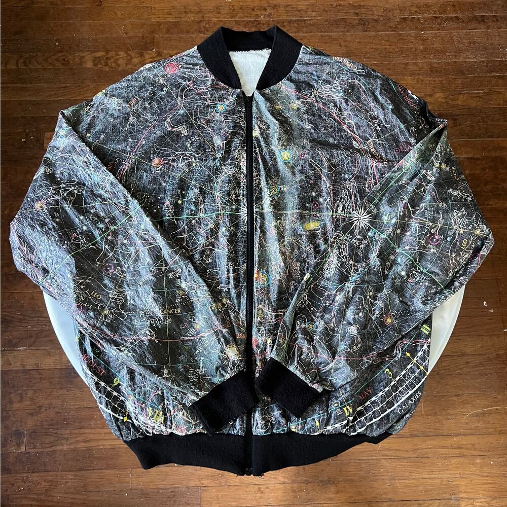 Vintage 80s 90s Astrology Zodiac Sign Print Lightweight Zippered Jacket